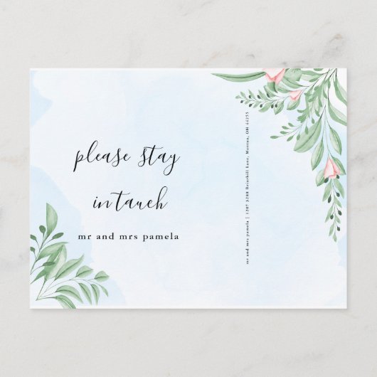 Boho Dusty Blue Simple New Address Moving Aankondigingskaart (Achterkant)