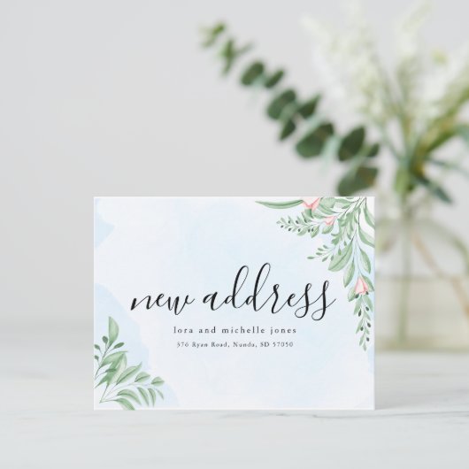 Boho Dusty Blue Simple New Address Moving Aankondigingskaart (Staand voorkant)