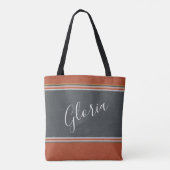 Boho Dusty Blue Terracotta Oranje Personaliseer Ta Tote Bag (Achterkant)