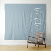 Boho Dusty Blue Vrijgezellenfeest Fotocabine Achte Wandkleed (In Situ (horizontaal))