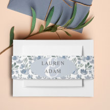 Boho Dusty Blue Waterverf bloemenbruiloft
