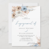 Boho Dusty Blue Waterverf Floral Engagement Party Kaart (Voorkant)