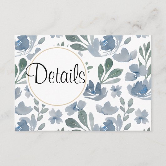 Boho Dusty Blue Wedding Details Informatiekaartje (Voorkant)