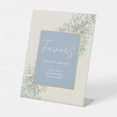 Boho Dusty Blue Wedding Favors Reclamebord Met Voetstuk (Voorkant)