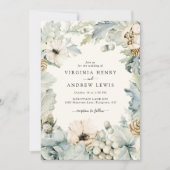 Boho Dusty Blue Wedding Invitation Kaart (Voorkant)