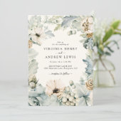 Boho Dusty Blue Wedding Invitation Kaart (Staand voorkant)