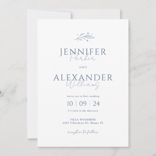 Boho Dusty Blue Wedding Invitation Kaart (Voorkant)