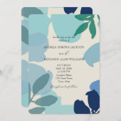Boho Dusty Blue Wedding Invitation met QR-code Kaart (Voorkant / Achterkant)