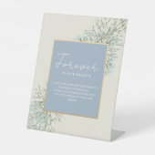 Boho Dusty Blue Wedding Memorial Reclamebord Met Voetstuk (Voorkant)