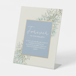 Boho Dusty Blue Wedding Memorial Reclamebord Met Voetstuk