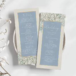 Boho Dusty Blue Wedding Program Programmakaart