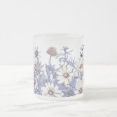 Boho Dusty Blue Wildbloemen Thistles Daisy Matglas Koffiemok (Center)