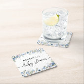 Boho Dusty Blue Wildflower Baby shower Kartonnen Onderzetters (Insitu)