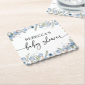Boho Dusty Blue Wildflower Baby shower Kartonnen Onderzetters (Gebogen)