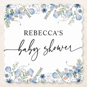 Boho Dusty Blue Wildflower Baby shower Kartonnen Onderzetters
