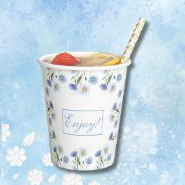 Boho Dusty Blue Wildflower Baby shower Papieren Bekers