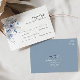 Boho Dusty Blue Wildflower bruiloft RSVP Kaart
