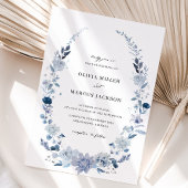 Boho Dusty Blue Wildflower bruiloft uitnodiging