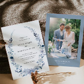Boho Dusty Blue Wildflower bruiloft uitnodiging