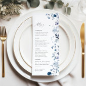 Boho Dusty Blue Wildflower Elegant Bruiloft Menu