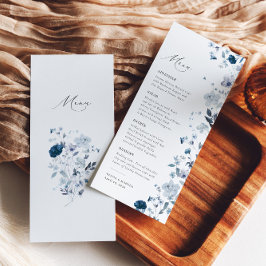Boho Dusty Blue Wildflower Elegant Bruiloft Menu