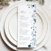 Boho Dusty Blue Wildflower Elegant Bruiloft Menu