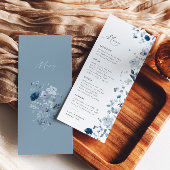 Boho Dusty Blue Wildflower Elegant Bruiloft Menu