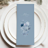 Boho Dusty Blue Wildflower Elegant Bruiloft Menu