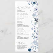 Boho Dusty Blue Wildflower Elegant Trouwprogramma Programmakaart (Achterkant)