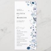 Boho Dusty Blue Wildflower Elegant Trouwprogramma Programmakaart (Voorkant)