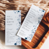 Boho Dusty Blue Wildflower Elegant Trouwprogramma Programmakaart