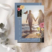 Boho Dusty Blue Wildflower Foto Save the Date
