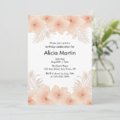 Boho Dusty Blush Bloem Palm Leaf Verjaardag Kaart (Staand voorkant)