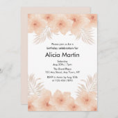 Boho Dusty Blush Bloem Palm Leaf Verjaardag Kaart (Voorkant / Achterkant)