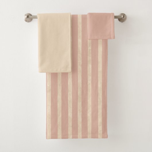 Boho Dusty Blush Pink and Cream Stripes Bad Handdoek (Insitu)