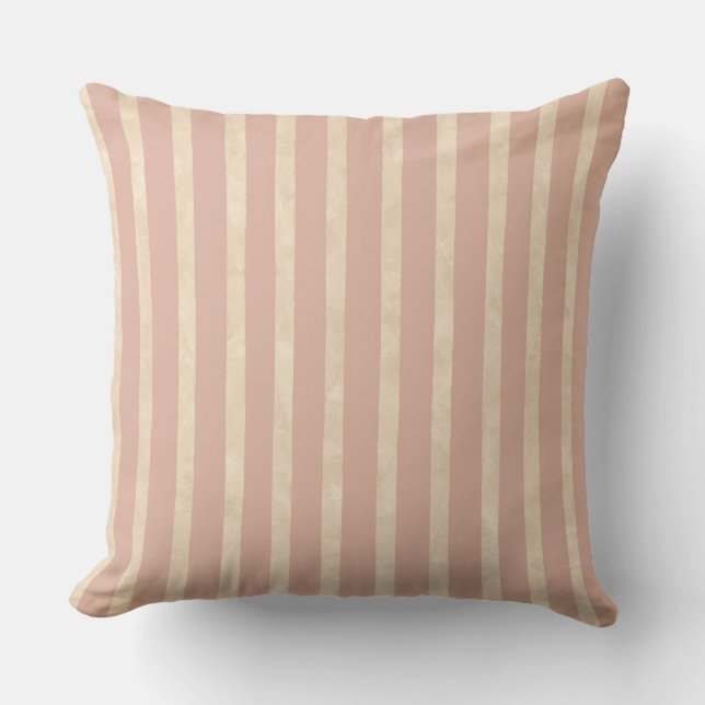 Boho Dusty Blush Pink and Cream Stripes Kussen (Voorkant)