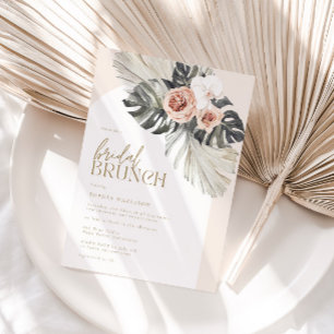 Boho Dusty Floral Bridal Brunch Kaart
