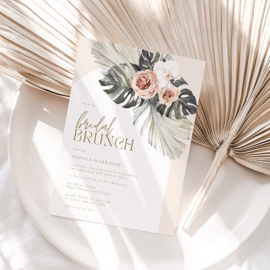 Boho Dusty Floral Bridal Brunch Kaart