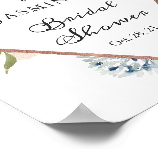 Boho Dusty Floral Roos Gold Vrijgezellenfeest Sign Poster (Hoek)