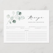 Boho Dusty Green Eucalyptus Leaves Shower Recipe Informatiekaartje (Voorkant)