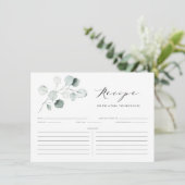 Boho Dusty Green Eucalyptus Leaves Shower Recipe Informatiekaartje (Staand voorkant)