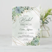 Boho dusty green zuigt goud op Bridal brunch Kaart (Staand voorkant)