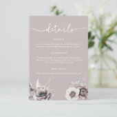 Boho Dusty Mauve Details Wedding Enclosure Kaart (Staand voorkant)