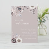 Boho Dusty Mauve QR Code 2 in 1 Weddenschap Kaart (Staand voorkant)