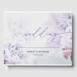 Boho dusty paars blauw veeflantaarnbruiloft gastenboek