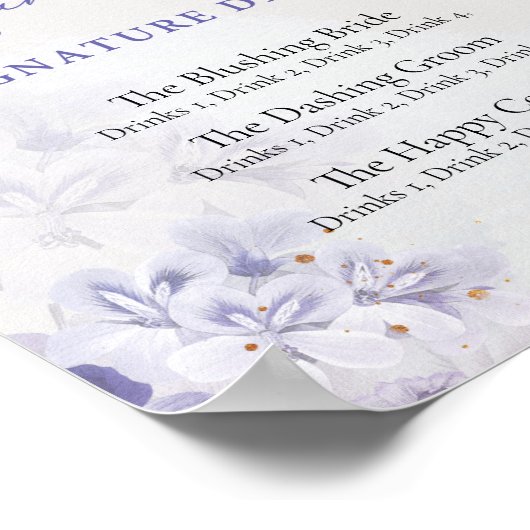 Boho dusty paarse lila blauwe roze drink poster (Hoek)