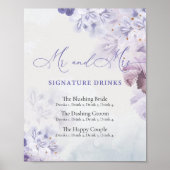 Boho dusty paarse lila blauwe roze drink poster (Voorkant)