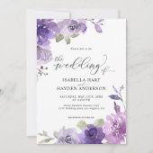 Boho Dusty Paarse Mauve Lila Floral Wedding Kaart (Voorkant)