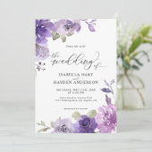 Boho Dusty Paarse Mauve Lila Floral Wedding Kaart (Staand voorkant)