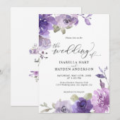 Boho Dusty Paarse Mauve Lila Floral Wedding Kaart (Voorkant / Achterkant)